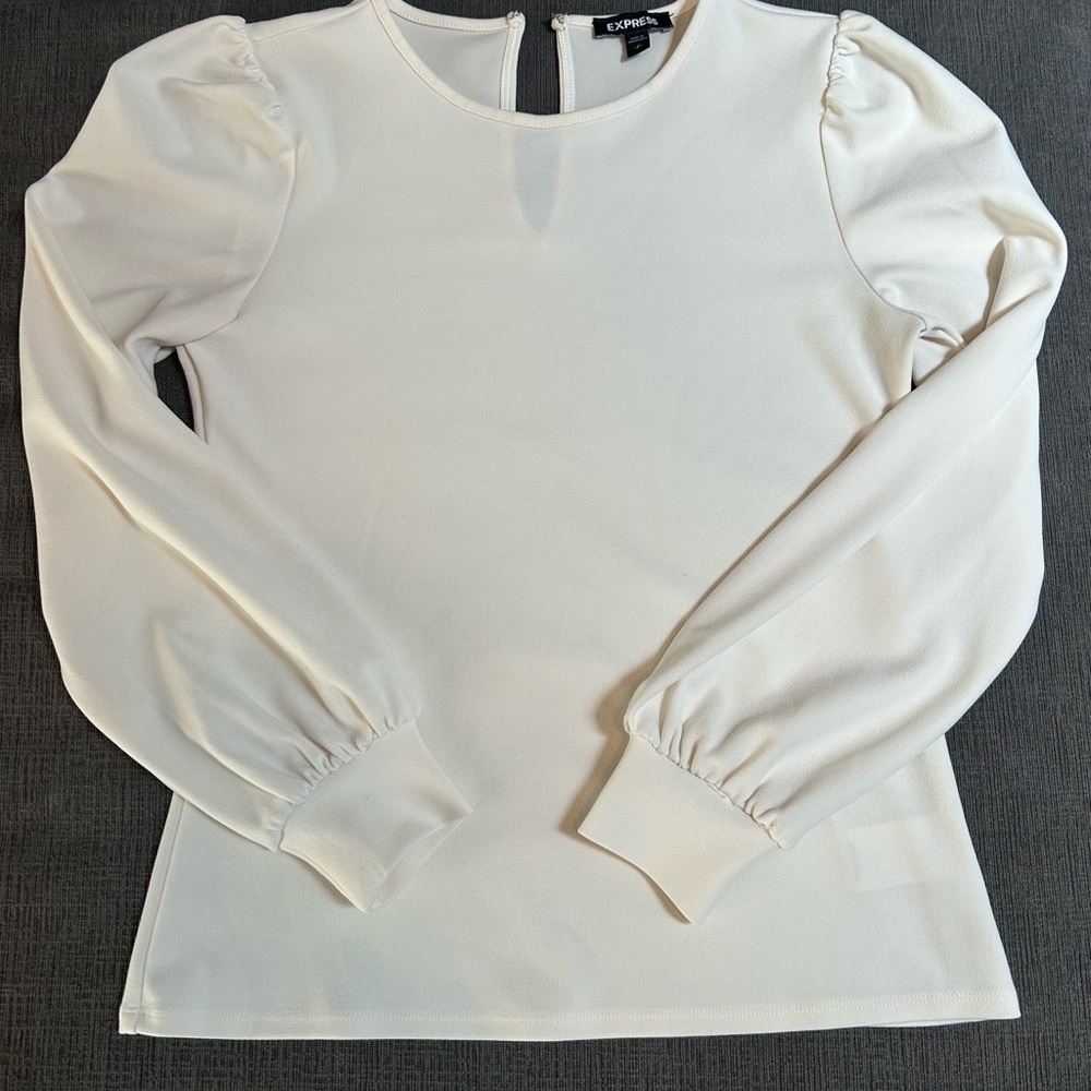Express Women's Cream Long Sleeve Blouse